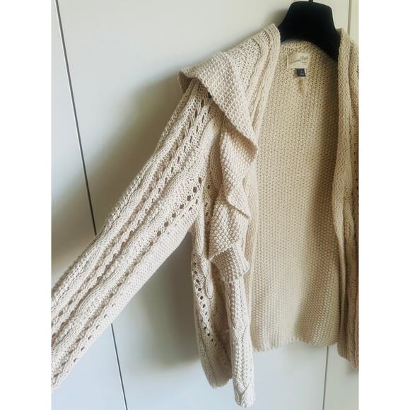 Womens Cotton Cardigan Sweaters Size Medium Ruffle Boho Cottagecore Fall Vibes - Picture 9 of 11